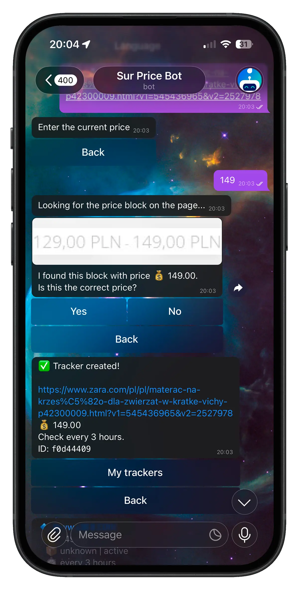 SurPrice Bot Telegram price tracking notifications